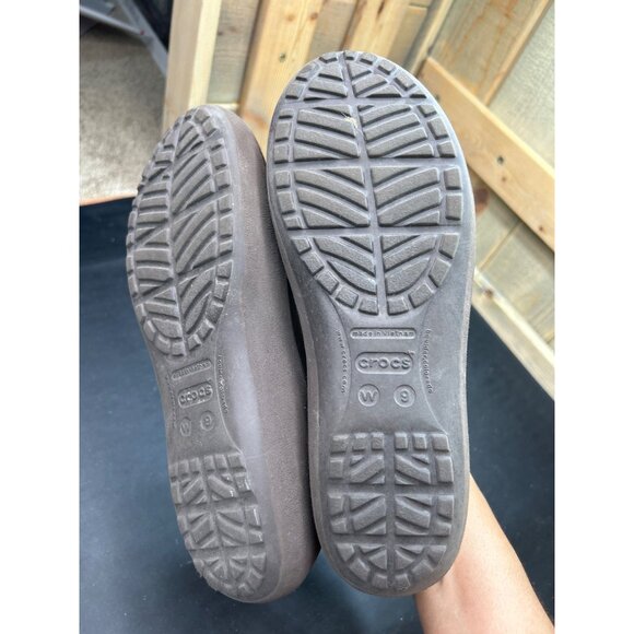 Crocs Womens Brown Flats With Fuzzy Lining Size W9 Comfortable Slip-On Shoes - Picture 7 of 7